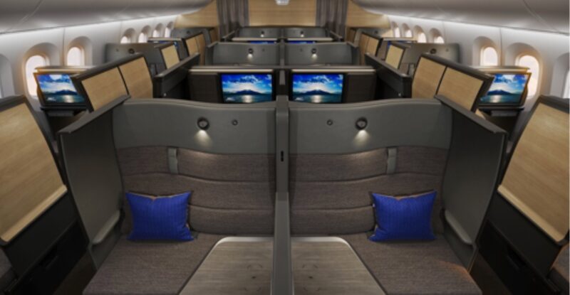 ANA The Room FX forward view of the cabin with a focus on center pairs